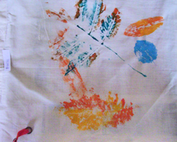 Textildruck mit Bl�ttern