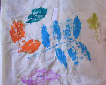 Textildruck mit Bl�ttern