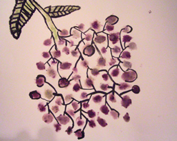 Textildruck mit Bl�ttern