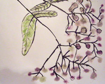 Textildruck mit Bl�ttern