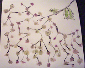 Textildruck mit Bl�ttern